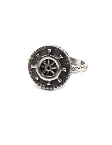 Anello Argento 925 da uomo o donna scudo regolabile timone nautico