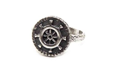 NLB|Anello Argento 925 da uomo o donna scudo regolabile timone nautico