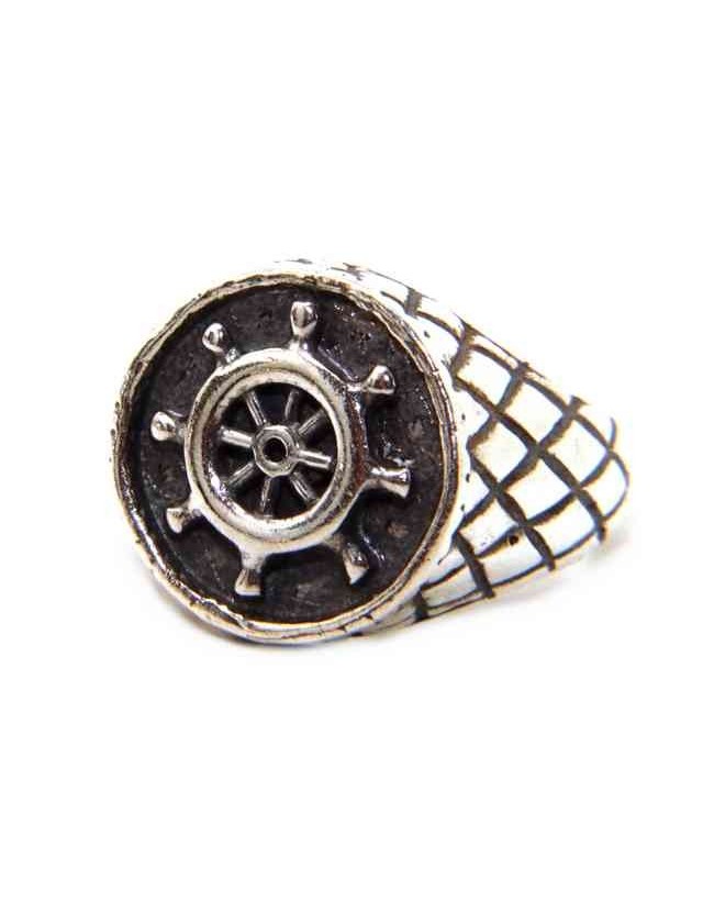 Anello a rombi argento 925 chevalier regolabile Timone nautico Anello a rombi argento 925 chevalier regolabile Timone nautico