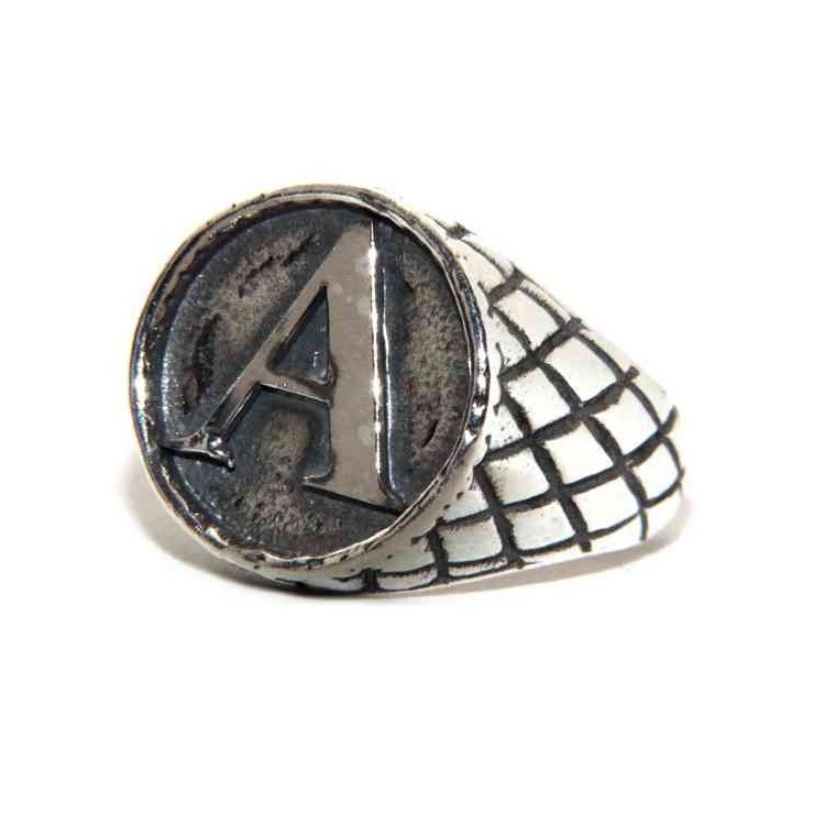 NALBORI Ring Silver 925 chevalier shield adjustable letter A