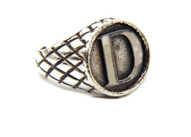 NALBORI Ring Silver 925 chevalier shield adjustable letter D