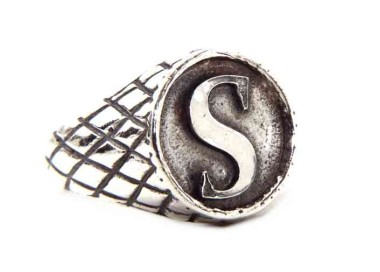 NALBORI Ring Silver 925 chevalier shield adjustable letter S