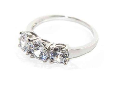 NLB|925 Rhodium: Trilogy with white zirconium 0.6 brilliant cut