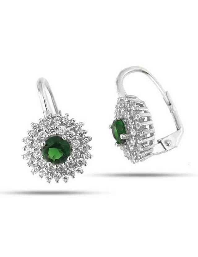 Orecchini monachella in argento 925 tondi rosone di zirconi emerald Orecchini monachella in argento 925 tondi rosone di zirconi emerald