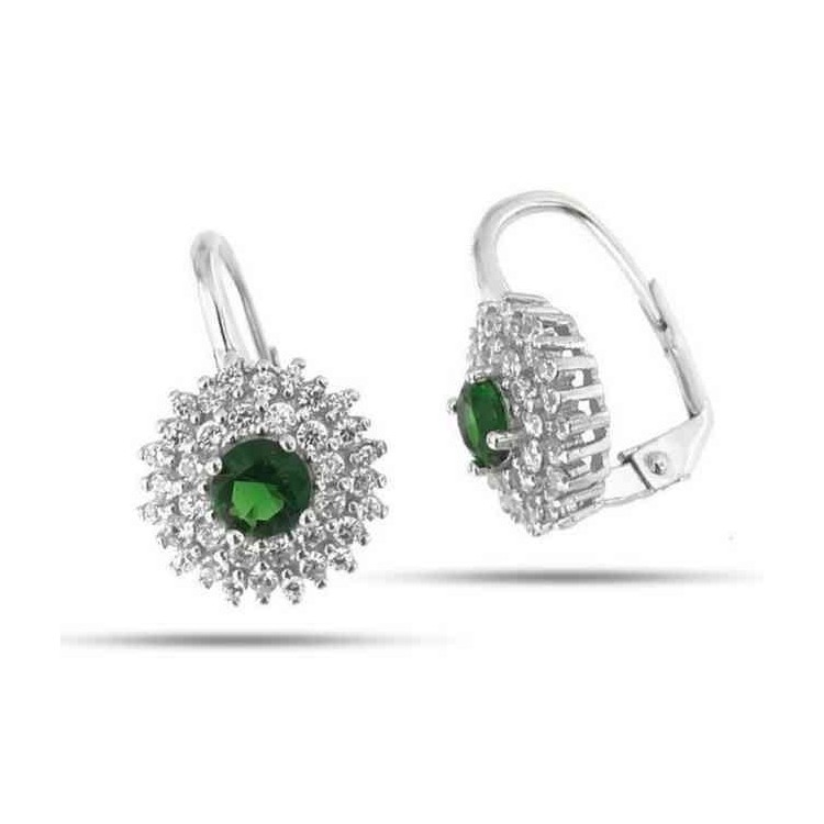 NLB|Woman earrings in silvered 925 sterling silver round of cubic zirconia
