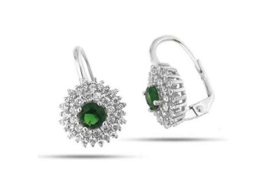 NLB|Woman earrings in silvered 925 sterling silver round of cubic zirconia