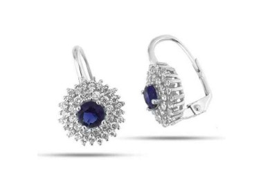 NLB|Orecchini monachella in argento 925 tondi rosone di zirconi sapphire