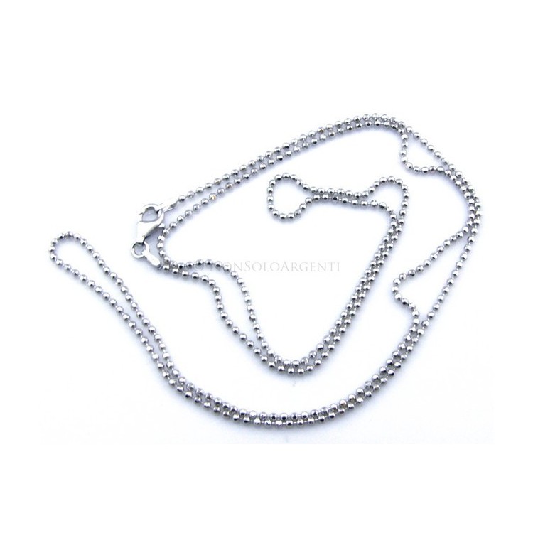 NLB|ARGENTO 925 : Girocollo collana pallini palline balls varie lunghezze sfere diamantate da 1,8 mm