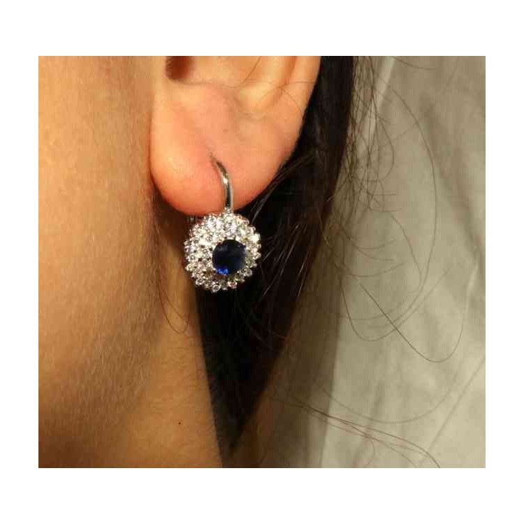 NLB|Woman earrings in silvered 925 sterling silver round of cubic zirconia