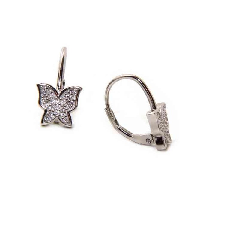 NLB|925 sterling silver women's earrings with butterflies and zircons