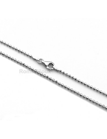 ARGENTO 925 : Girocollo collana o bracciale pallini palline balls varie lunghezze sfere diamantate da 2,0 mm