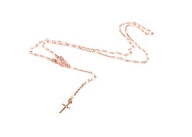 NLB|Y-shaped 925 silver rosary necklace with white pearls 55 cm rose gold bath