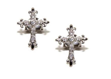 NALBORI 925 silver earrings with zircon cross lily
