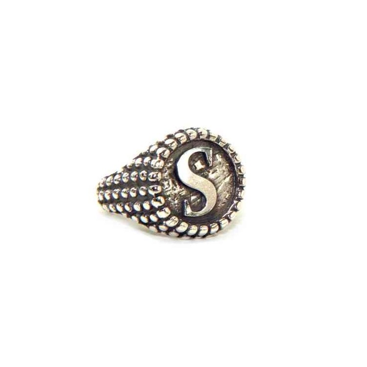 NLB|Ring Silver 925 chevalier shield adjustable letter S NALBORI