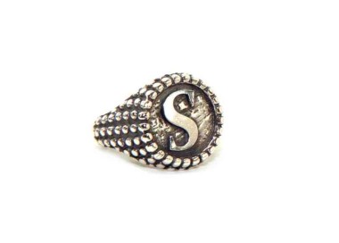 NLB|Ring Silver 925 chevalier shield adjustable letter S NALBORI