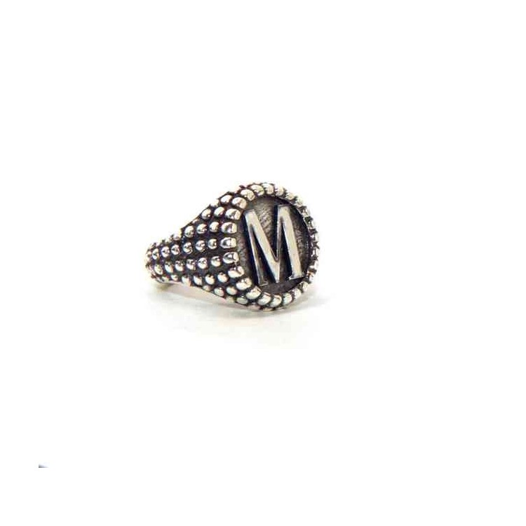 NALBORI Ring Silver 925 chevalier shield adjustable letter M