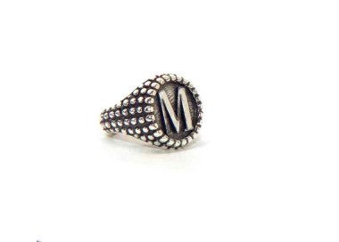 NALBORI Ring Silver 925 chevalier shield adjustable letter M