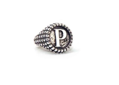 NALBORI Ring Silver 925 chevalier shield adjustable letter P