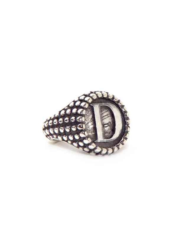 NALBORI Anello Argento 925 pallinato chevalier regolabile lettera D NALBORI Anello Argento 925 pallinato chevalier regolabile lettera D