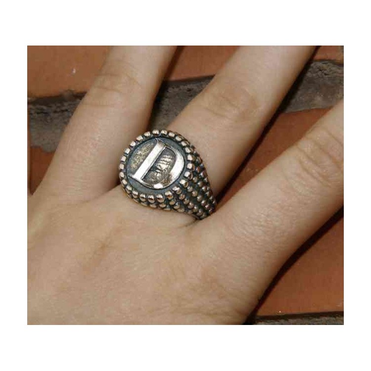 NALBORI Ring Silver 925 chevalier shield adjustable letter D