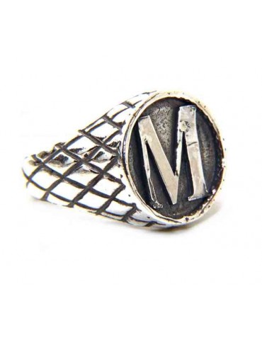 NALBORI Ring Silver 925 chevalier shield adjustable letter M