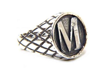 NALBORI Ring Silver 925 chevalier shield adjustable letter M