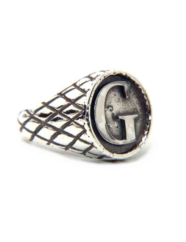 NALBORI Anello Argento 925 rigato chevalier regolabile lettera G NALBORI Anello Argento 925 rigato chevalier regolabile lettera G