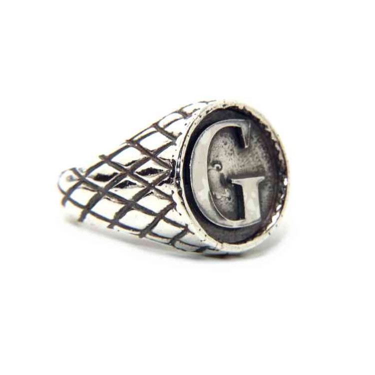 NALBORI Ring Silver 925 chevalier shield adjustable letter G