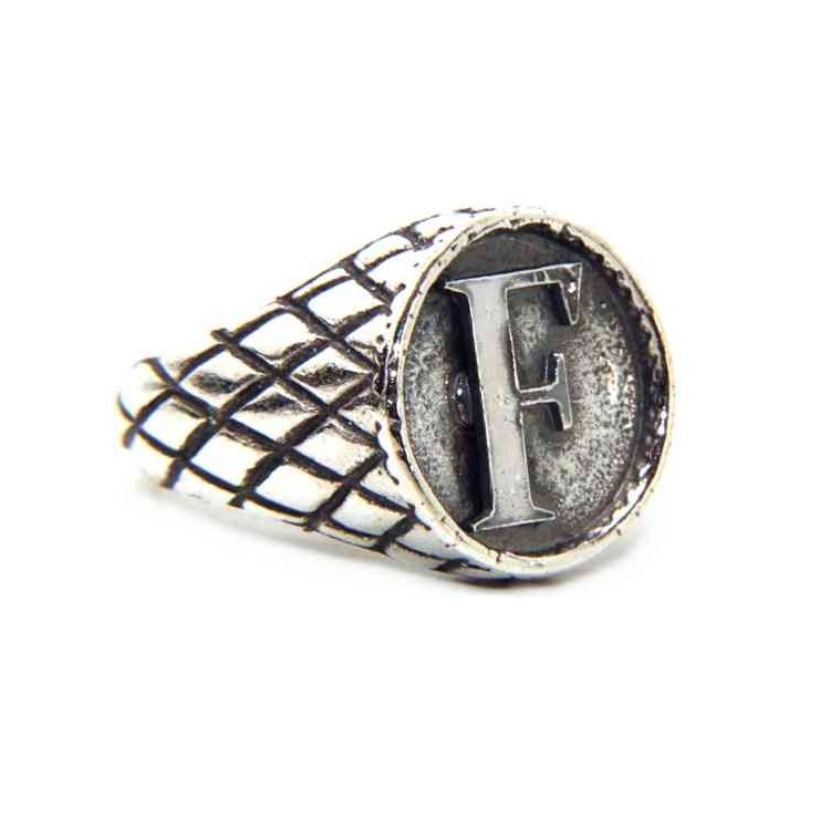 NALBORI Ring Silver 925 chevalier shield adjustable letter F