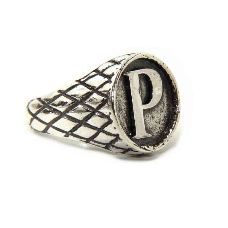 NALBORI Ring Silver 925 chevalier shield adjustable letter P