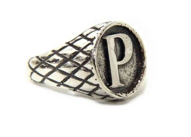 NALBORI Ring Silver 925 chevalier shield adjustable letter P