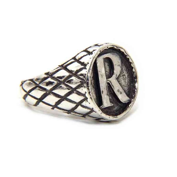 NALBORI Ring Silver 925 chevalier shield adjustable letter R