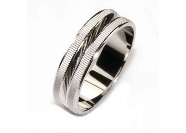 NLB|anello fede argento 925 diamantato 6 mm oblique e orizzontali