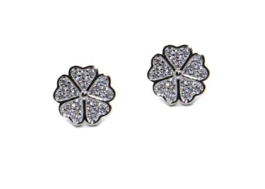 NALBORI 925 silver four-leaf clover and zircon earrings