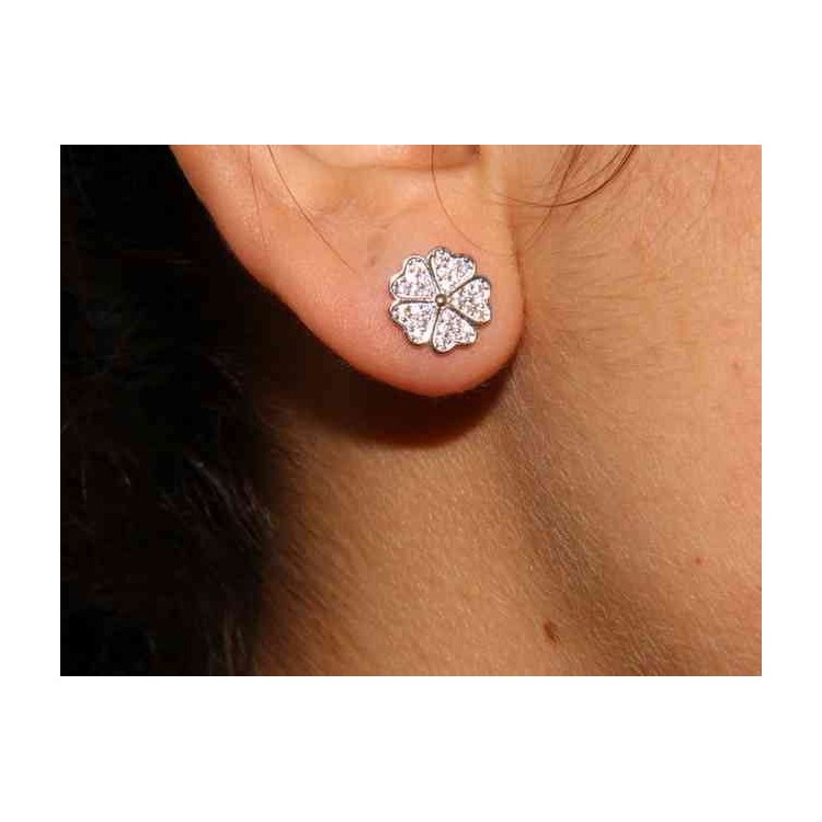 NALBORI 925 silver four-leaf clover and zircon earrings