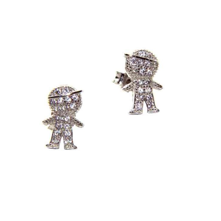 NALBORI 925 silver child earrings with cubic zirconia cap