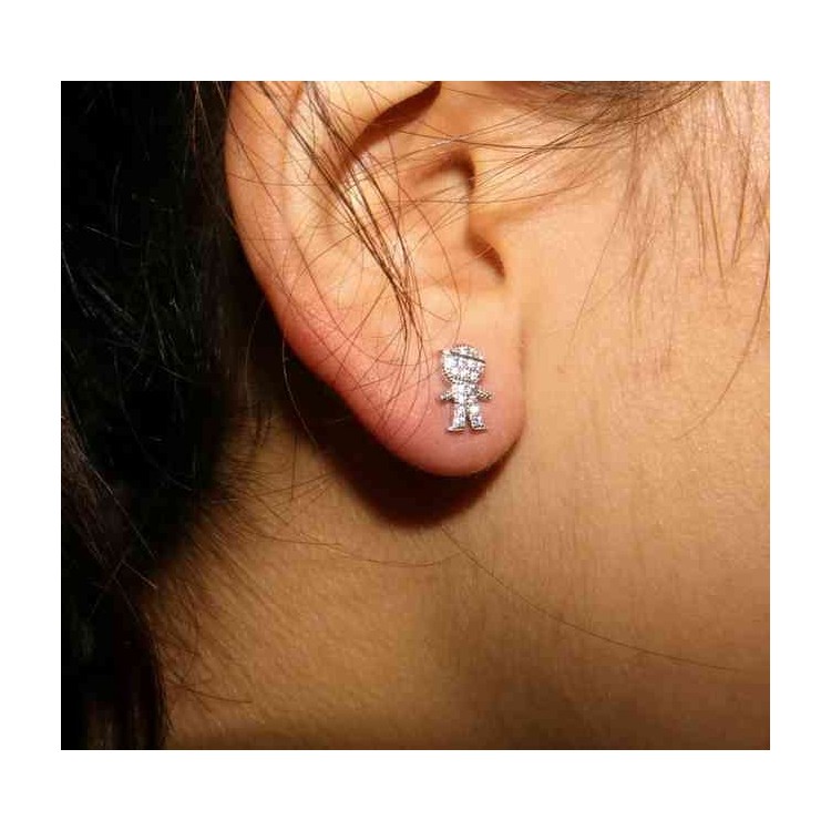 NALBORI 925 silver child earrings with cubic zirconia cap