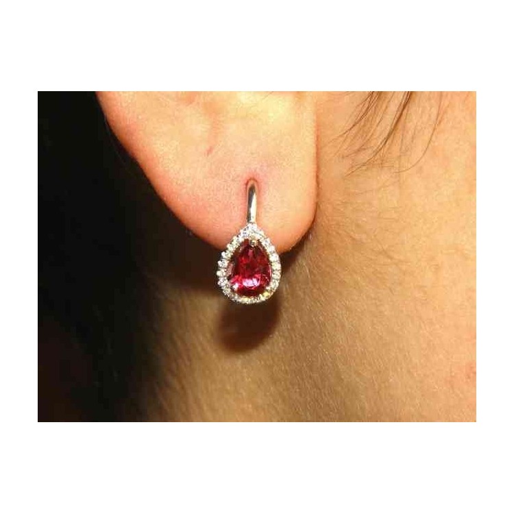 NALBORI Orecchini a monachella in argento 925 goccia rosso rubin