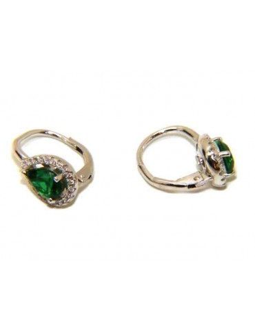 NALBORI Orecchini a monachella in argento 925 goccia verde emerald