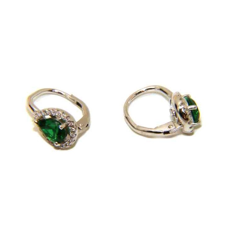NALBORI Orecchini a monachella in argento 925 goccia verde emerald
