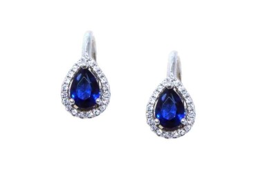 NALBORI Orecchini a monachella in argento 925 goccia blu sapphire