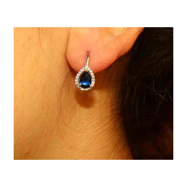 NALBORI Orecchini a monachella in argento 925 goccia blu sapphire
