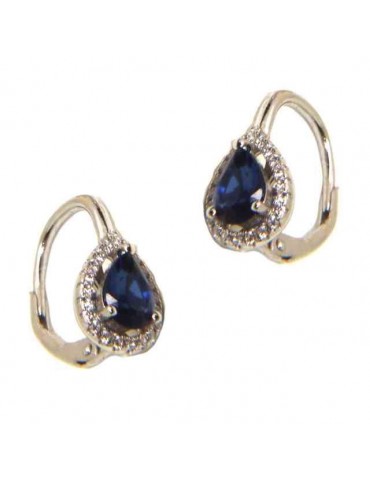 NALBORI Orecchini a monachella in argento 925 goccia blu sapphire