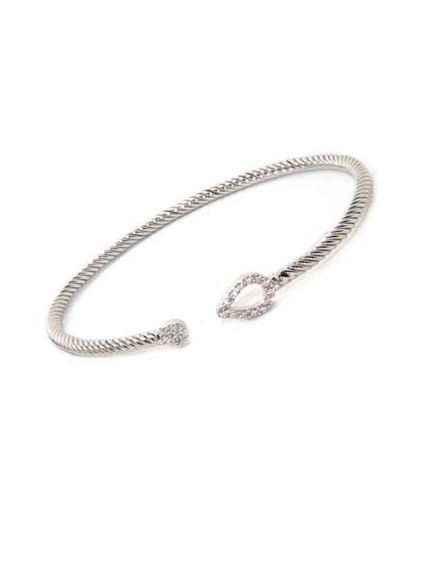NALBORI Cable bracciale cavetto rigido aperto con goccia di zirconi NALBORI Cable bracciale cavetto rigido aperto con goccia di zirconi