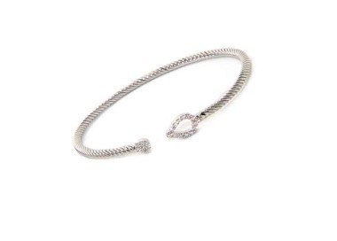 NALBORI Cable bracciale cavetto rigido aperto con goccia di zirconi