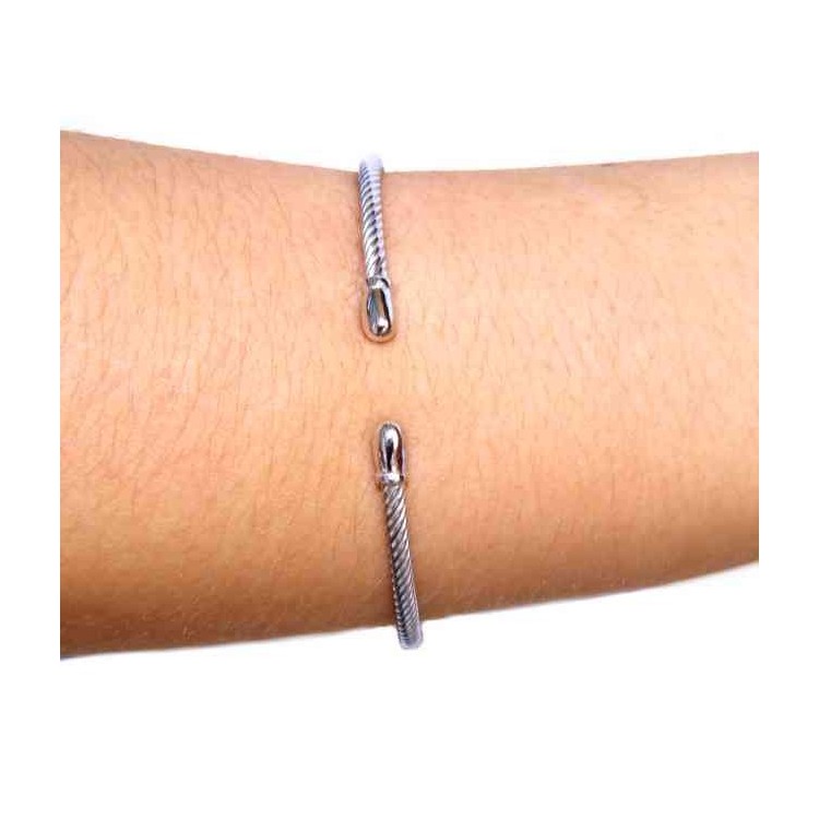 NALBORI Cable bracciale cavetto rigido aperto con pomellino