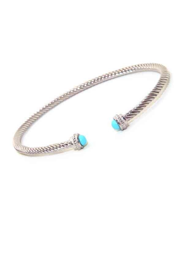 NALBORI Cable bracciale cavetto rigido aperto con turchese NALBORI Cable bracciale cavetto rigido aperto con turchese