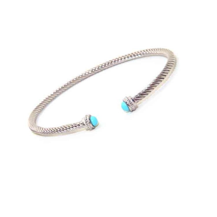 NALBORI Cable open rigid bracelet with turquoise