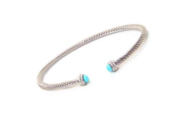 NALBORI Cable bracciale cavetto rigido aperto con turchese