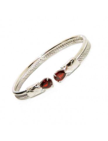 NALBORI Cable bracciale cavetto rigido aperto con zircone rubin rosso